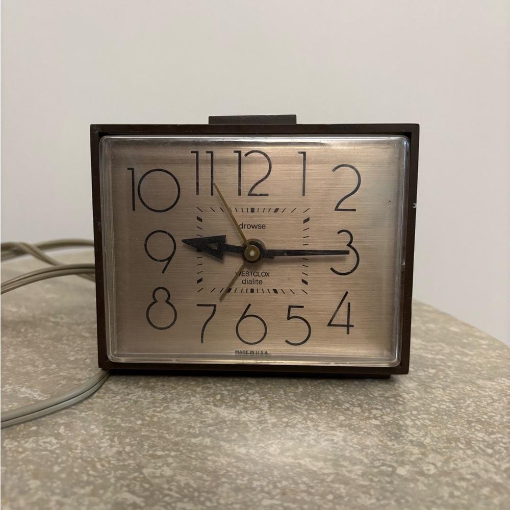 Westclox Dunmar Drowse Alarm Clock Model No 22196 Vintage Brown Electric